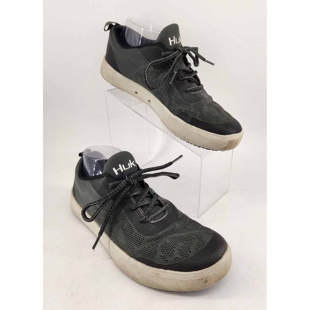 Huk Mahi Fishing Shoes Mens Size 8 Gray Black Mesh H8021005013 Low Top Sneaker